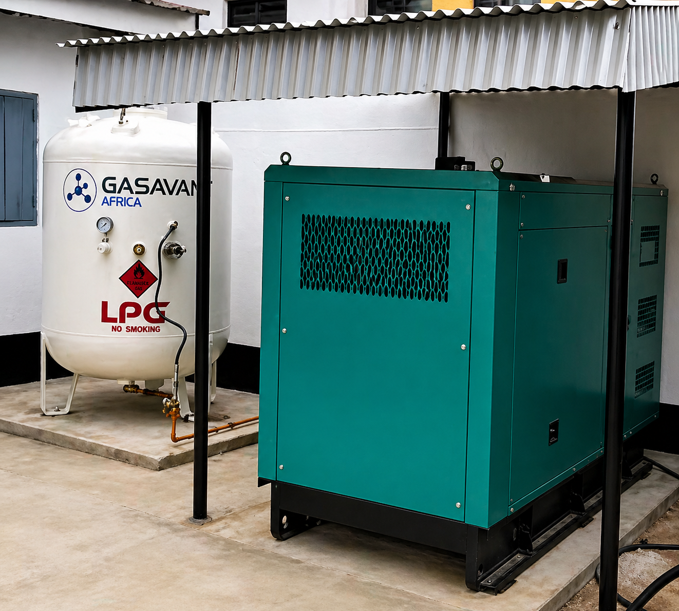 Grade 1 genset and storage tank